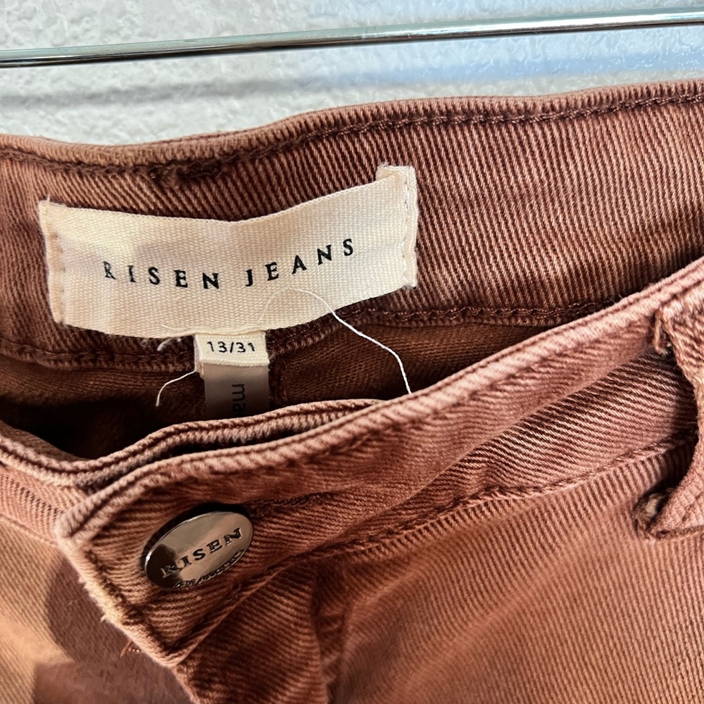 Risen “Utopia” High Waisted Distressed Hem Flare Jeans Size 13/31 - Picture 6 of 9